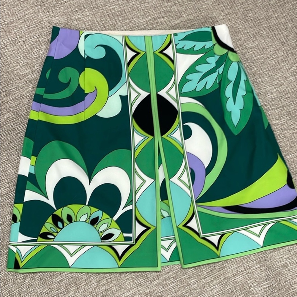 Zara green printed skirt